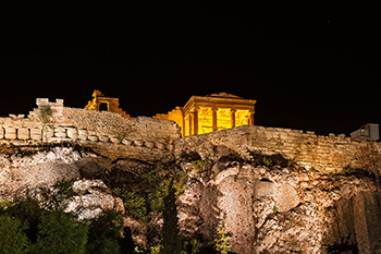Griechenland Athen Akropolis bei Nacht, Greece Athens Akropolis at night