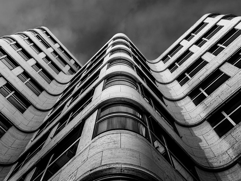 Shell Haus Fineart schwarz weiss, Berlin Shell House Fine Art black and white