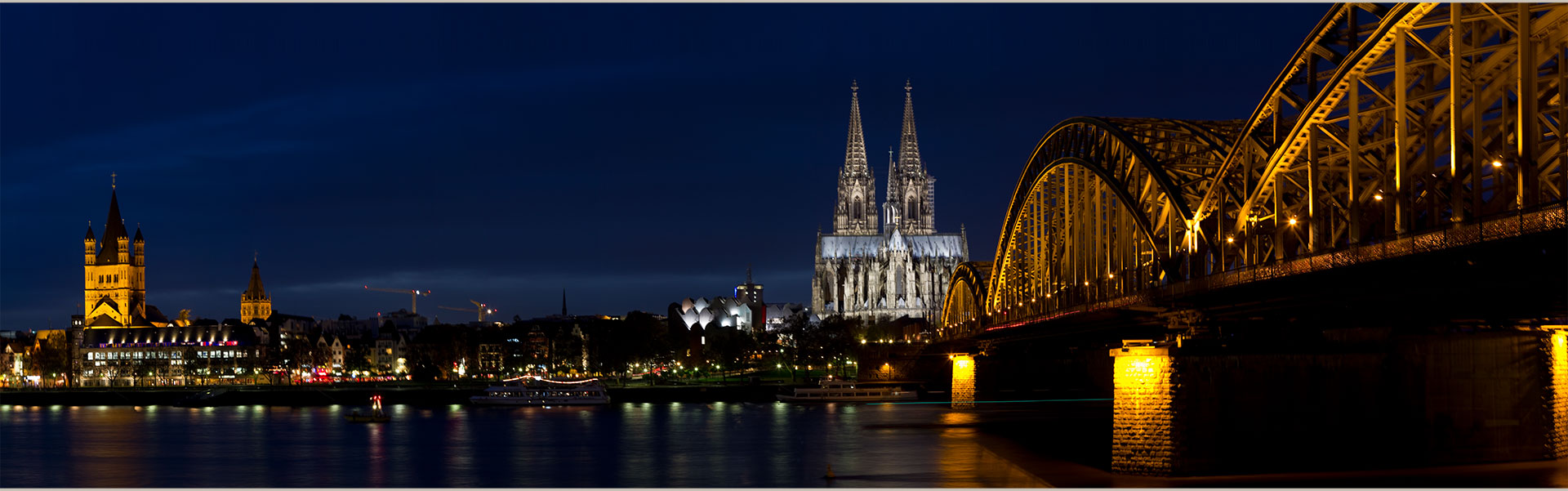 Köln Brücke Dom Nacht, Clogne bridge cathedral night