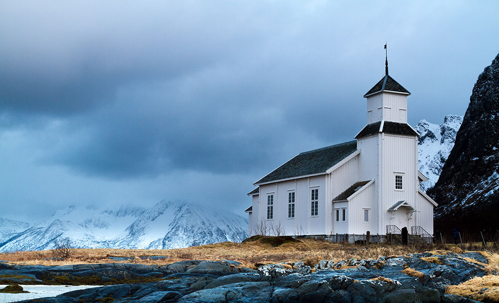 Lofoten Kirche Winter, Lofoten Church Winter
