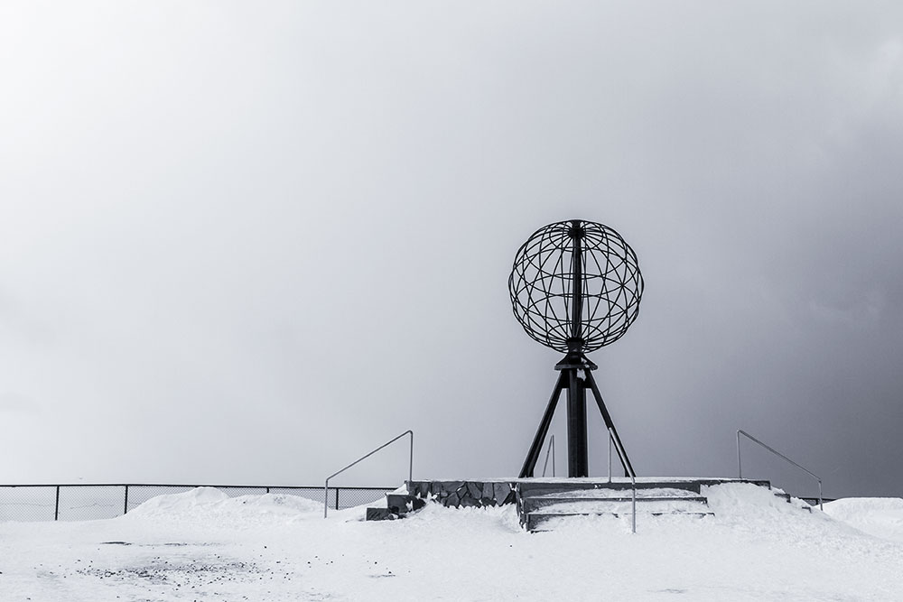 Nortkap Weltkugel Winter, North Cape Globe winter