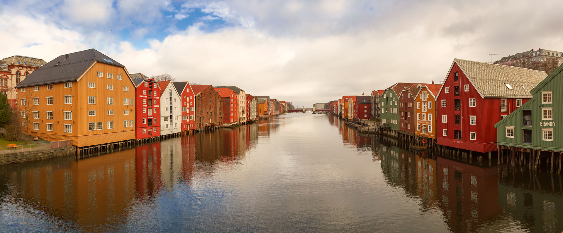 Trondheim Bunte Häuser Panorama, Trondheim colorful hauses panorama