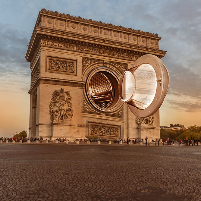 Paris Arc de Triomphe Fotomontage Waschmaschine, Paris Arc de Triomphe composing washing  machine